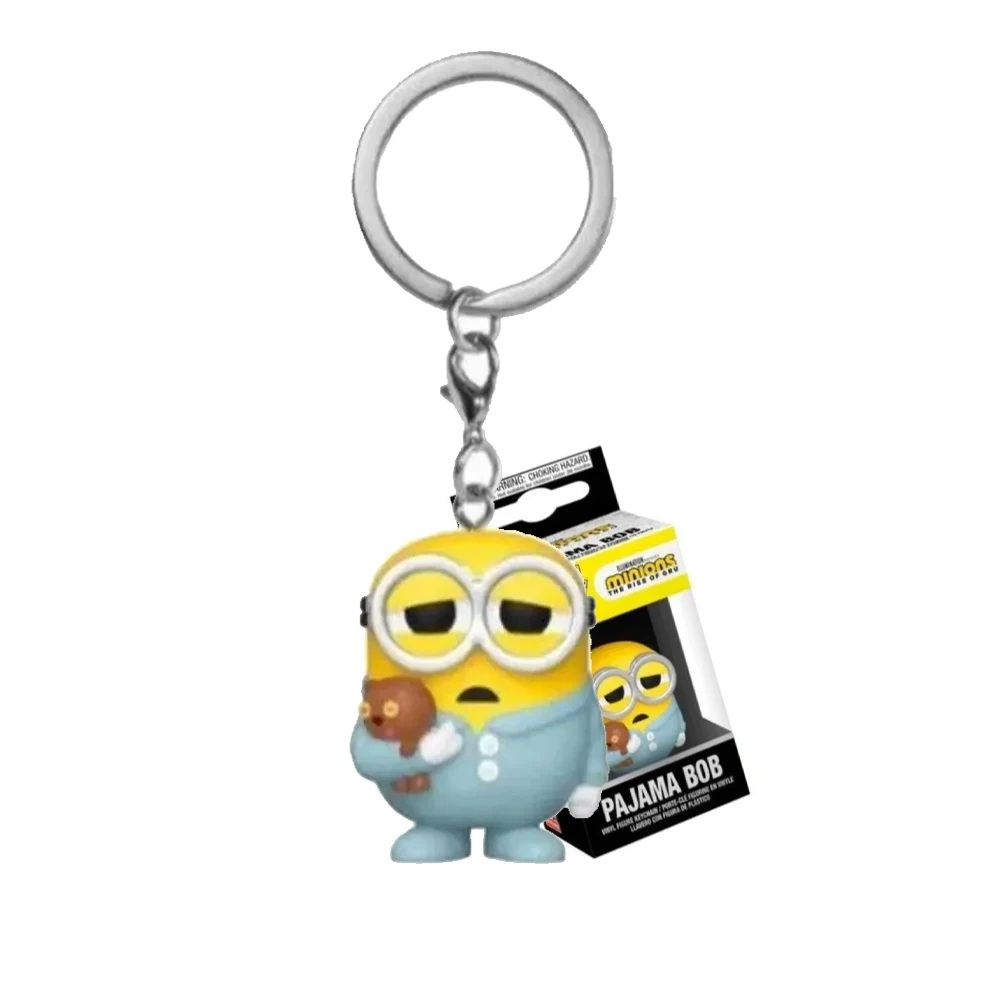 New POP Keychain Despicable Minions Me CARL Pajama Bob Agnes Pocket KeychainKeychain Toy Vinyl Digital Bag Children\'s Gifts Toys