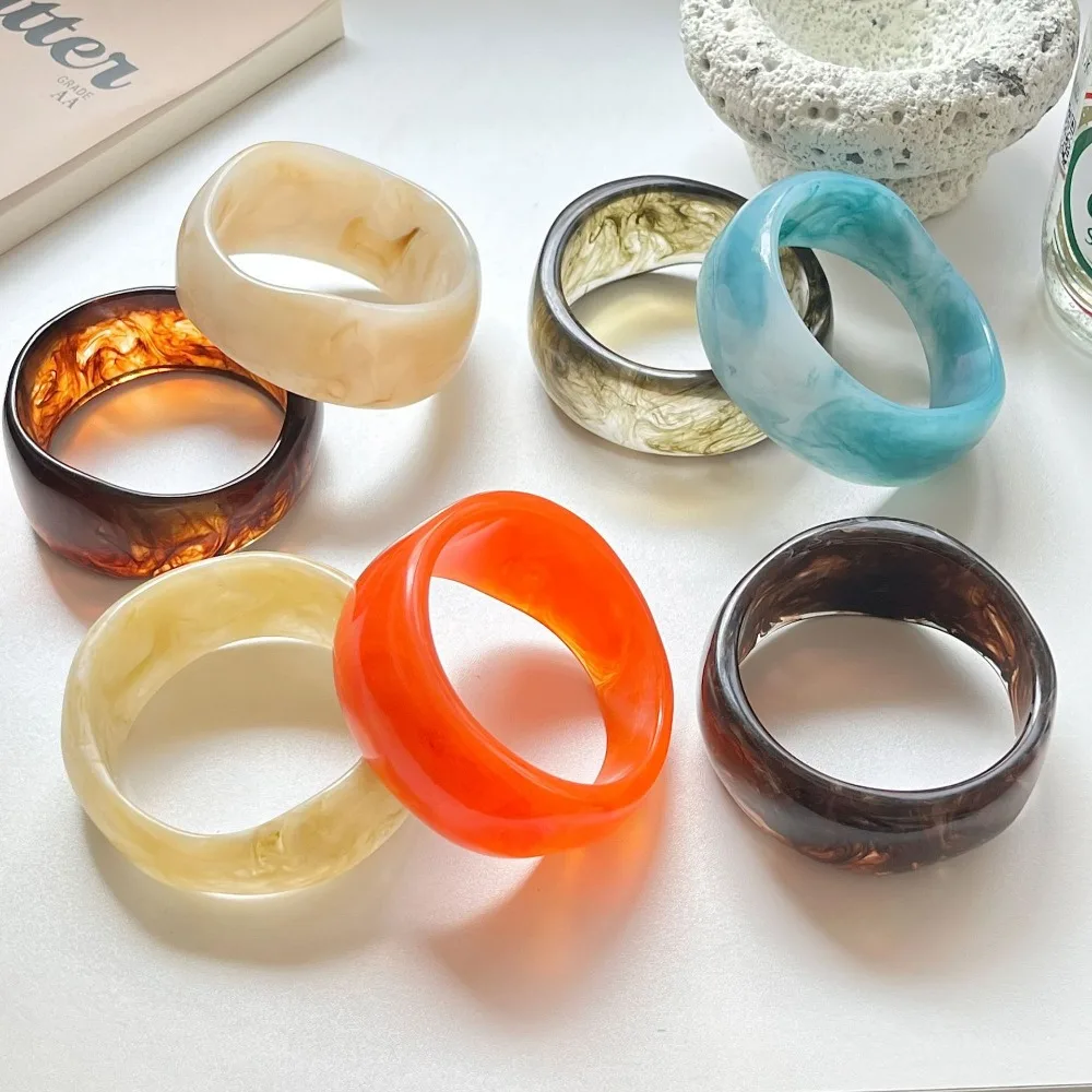 Smudging Design Acrylic Bangle Shiny Resin Material Transparent Hand Ring Transparent Irregular Bangle Jewelry Accessories