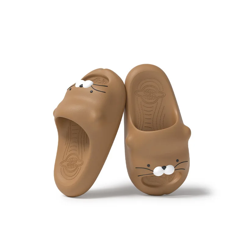 2026 Unisex Cartoon Otter Pocket Slippers Thick Sole Non Slip Shower Slides Cute Couple Indoor Home Sandals Fashion Soft Comfort