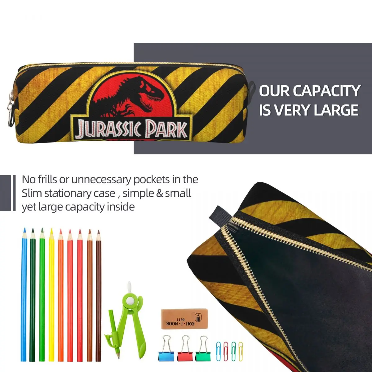 Ancient Animal Giant Dinosaur Pencil Case Jurassic Park Pencil Box Pen Holder for Girl Boy Large Storage Bag School Stationery