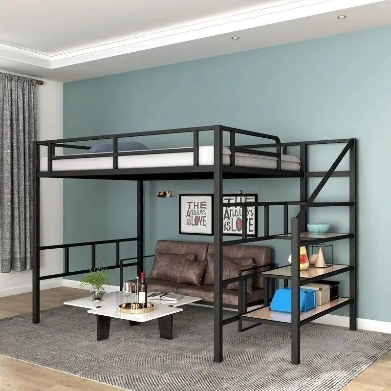 Loft Small apartment elevated bed Under the bed empty adult two-layer Wrought iron