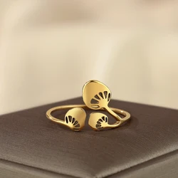 Kinitial Minimalistic Ring Stainless Steel Nature Forest Cute Ring Mushroom Ring Adjustable Ring For Men Women