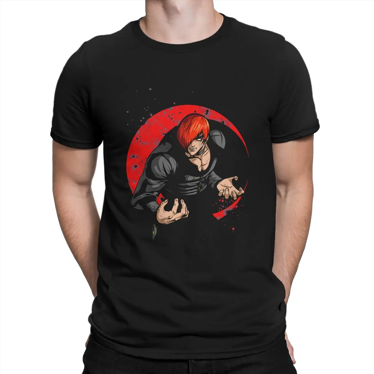 Iori Yagami Men\'s T Shirt The King of Fighters Game Casual Tee Shirt Short Sleeve Round Neck T-Shirt 100% Cotton Printed Tops