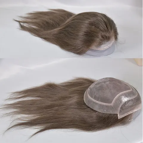 Мужской парик Eseewigs из европейских волос, моно-тупе, 12 дюймов