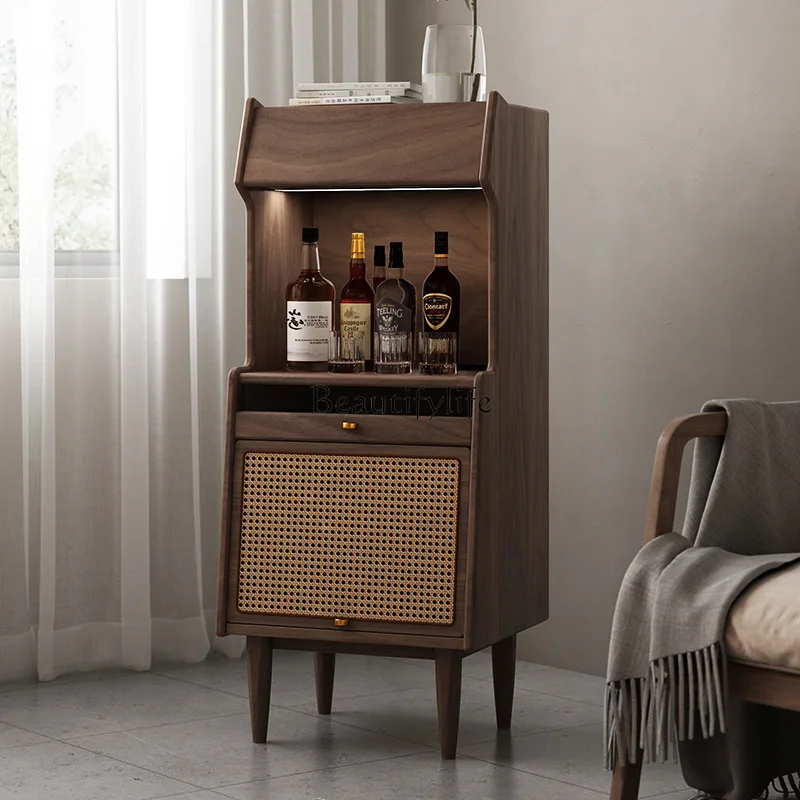 

TV side cabinet living room black walnut solid wood Nordic light luxury sofa simple storage storage bedroom chest