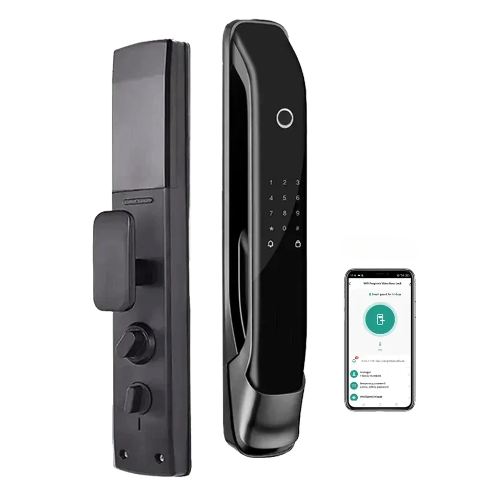 Tuya Smart Lock Automatic Biometric Lock Rfid IC Card Wifi APP Combination Home Security Fingerprint Lock