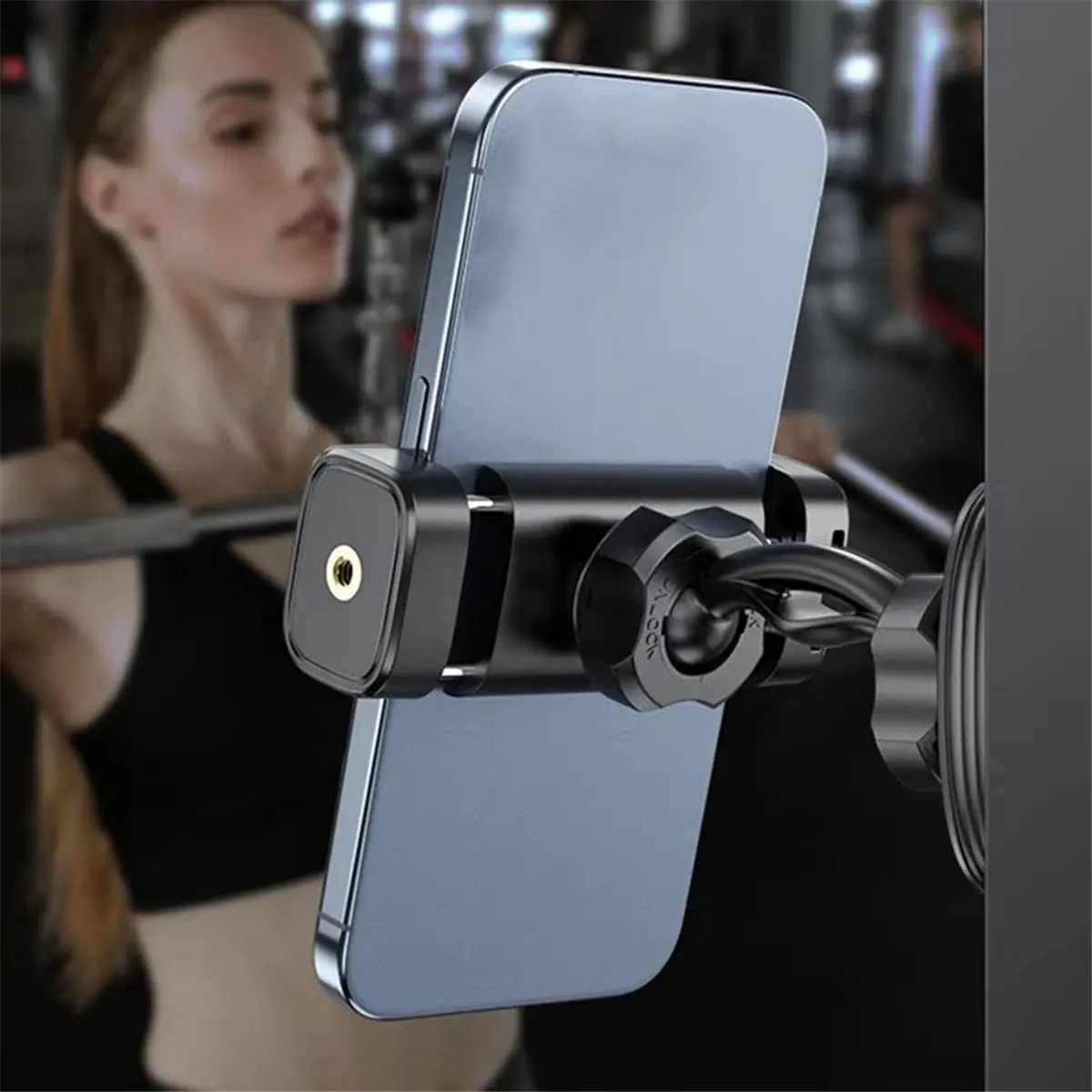& L72A  Gym Magnet Phone Holder Heavy Duty Phone Stand Mount Fitness Accessory Magnet Base Cell Phone Clamp for Treadmill Gym