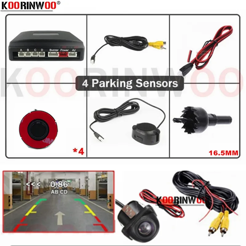 Smart Cars Parktronic System With Rearview Camera Auto Blind Spot Detection Vechile Recoil 4 Reversing Radar Parking Sensors Kit