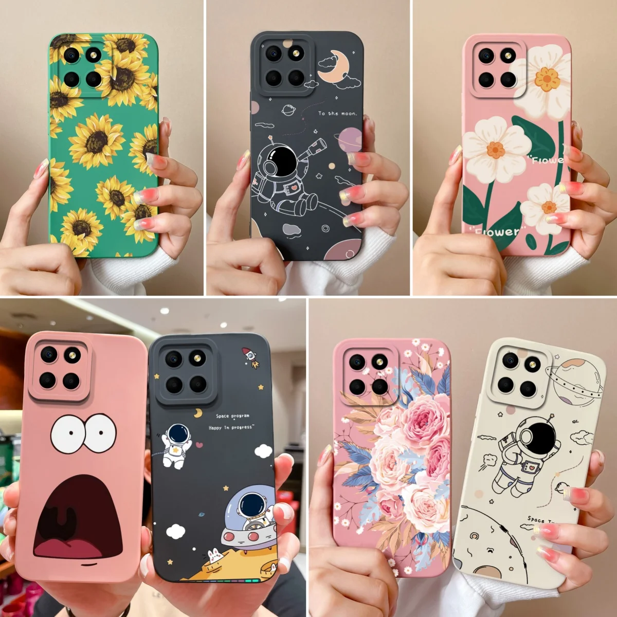 Case For Honor X6 X6S X6A Flower Soft Liquid Silicone Camera Lens Protection Back Cover For Huawei Honor X 6 X6 S A Coque Bumper