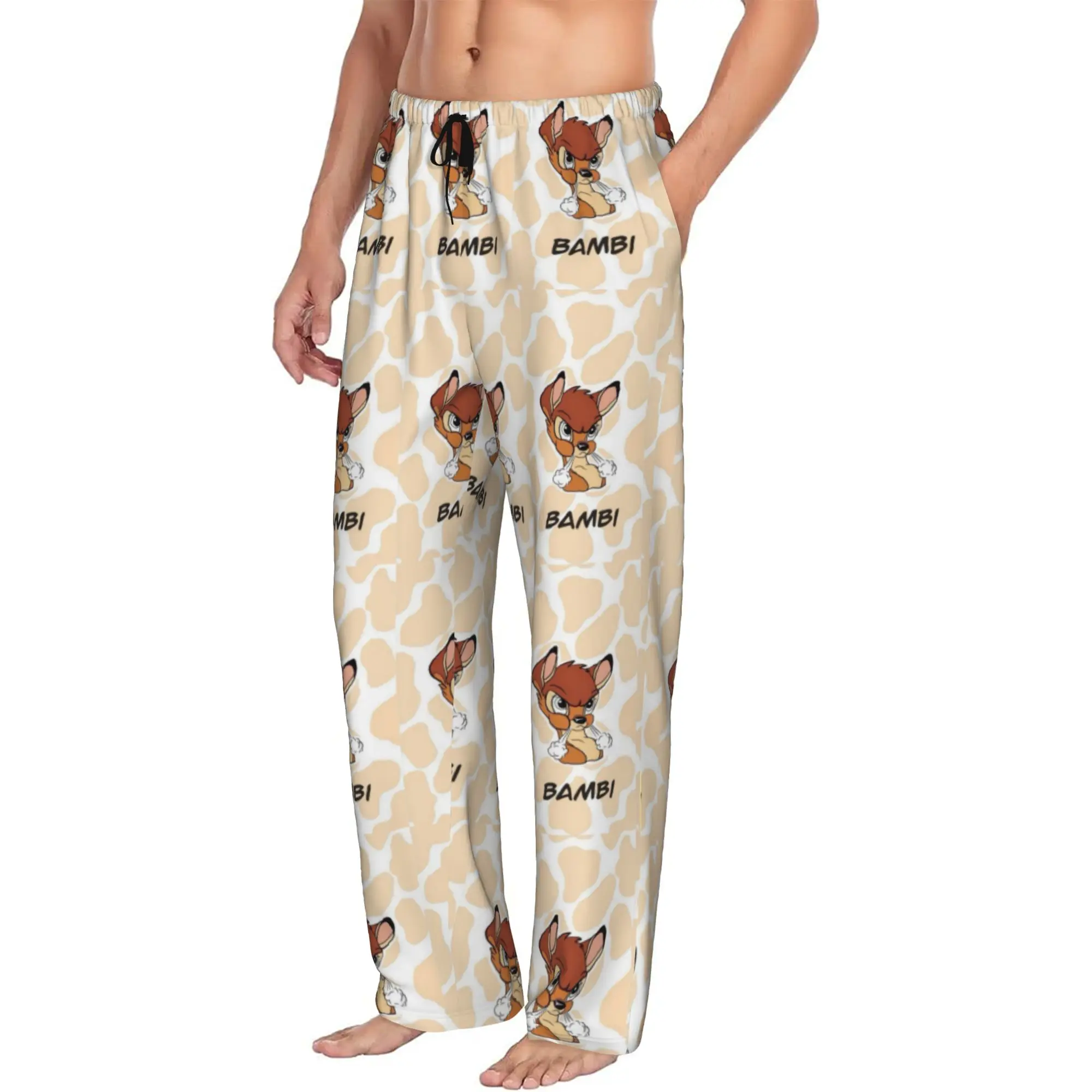 Custom Printed Men B-Bambies Anime Pajama Pants  Sleepwear Sleep Lounge Bottoms with Pockets