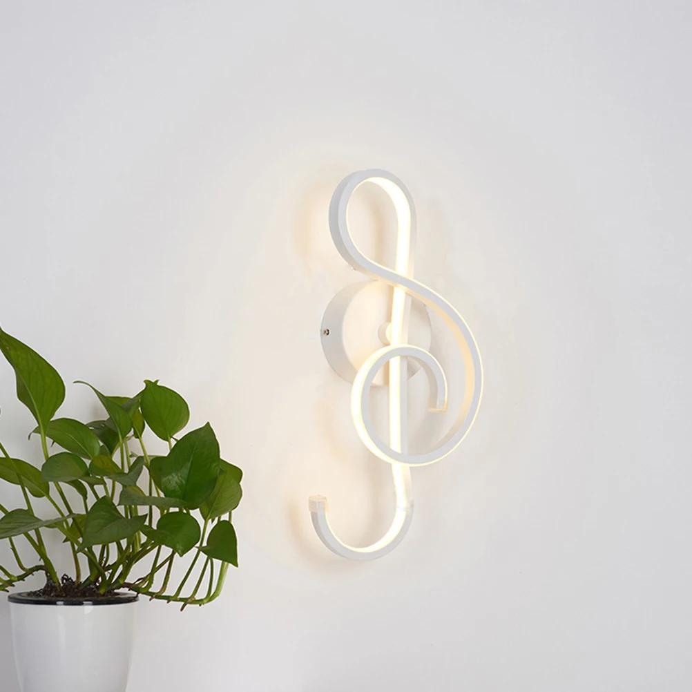 

22W LED Musical Note Shape Wall Lamp Modern Bedside Lamp Decorative Night Light for Bedroom (White, Warm Light)