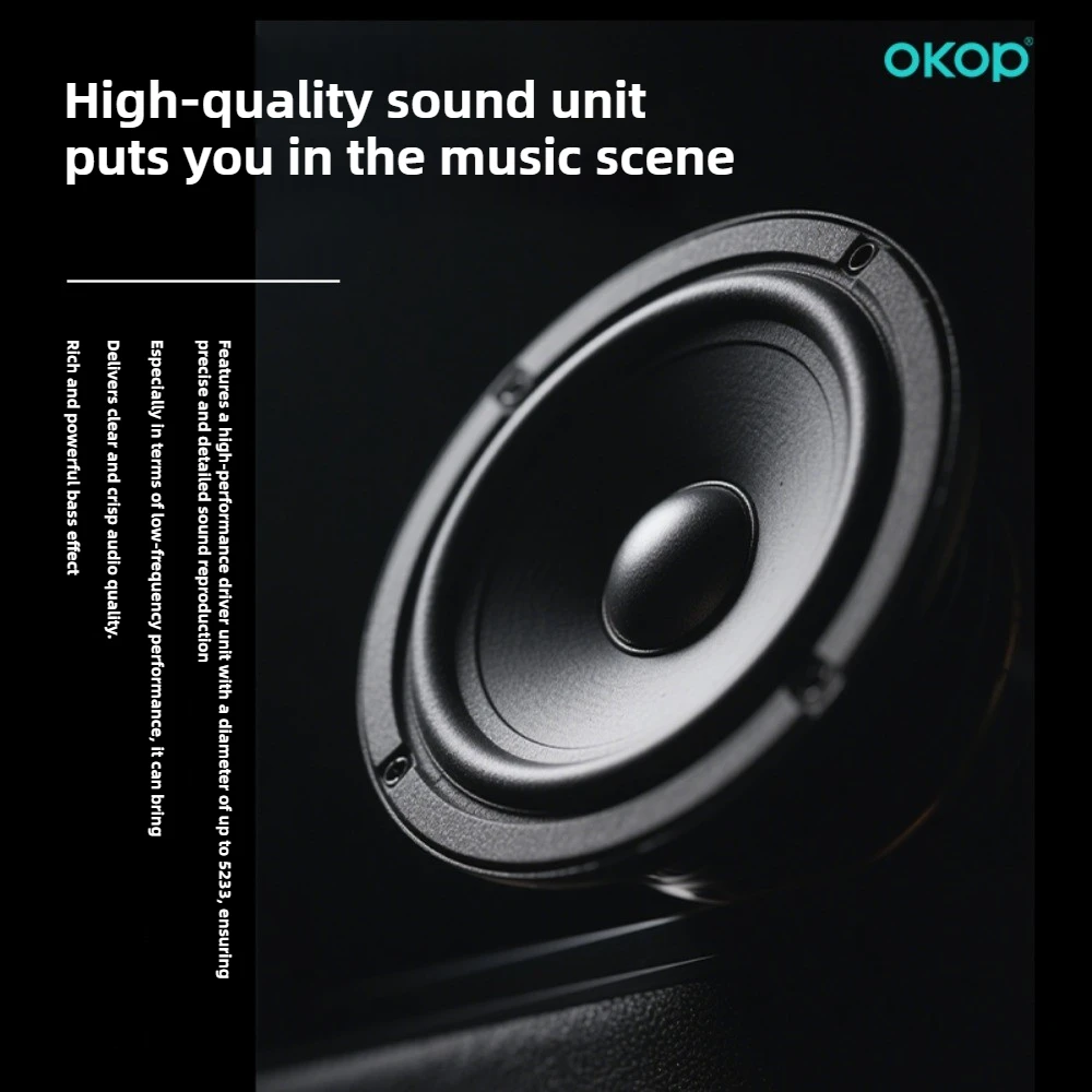 OKOP 블루투스 스피커, 휴대용 스피커, 선명한 음질 서브우퍼 카이샤 데 솜 심비오시스 스피커 RGB 컬러풀 라이트