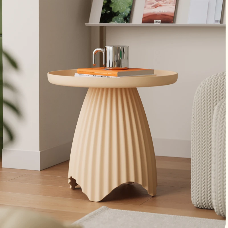 Scandinavian Cream Wind Sofa Side Table Small round Modern Bedside Coffee Table Simple Living Room