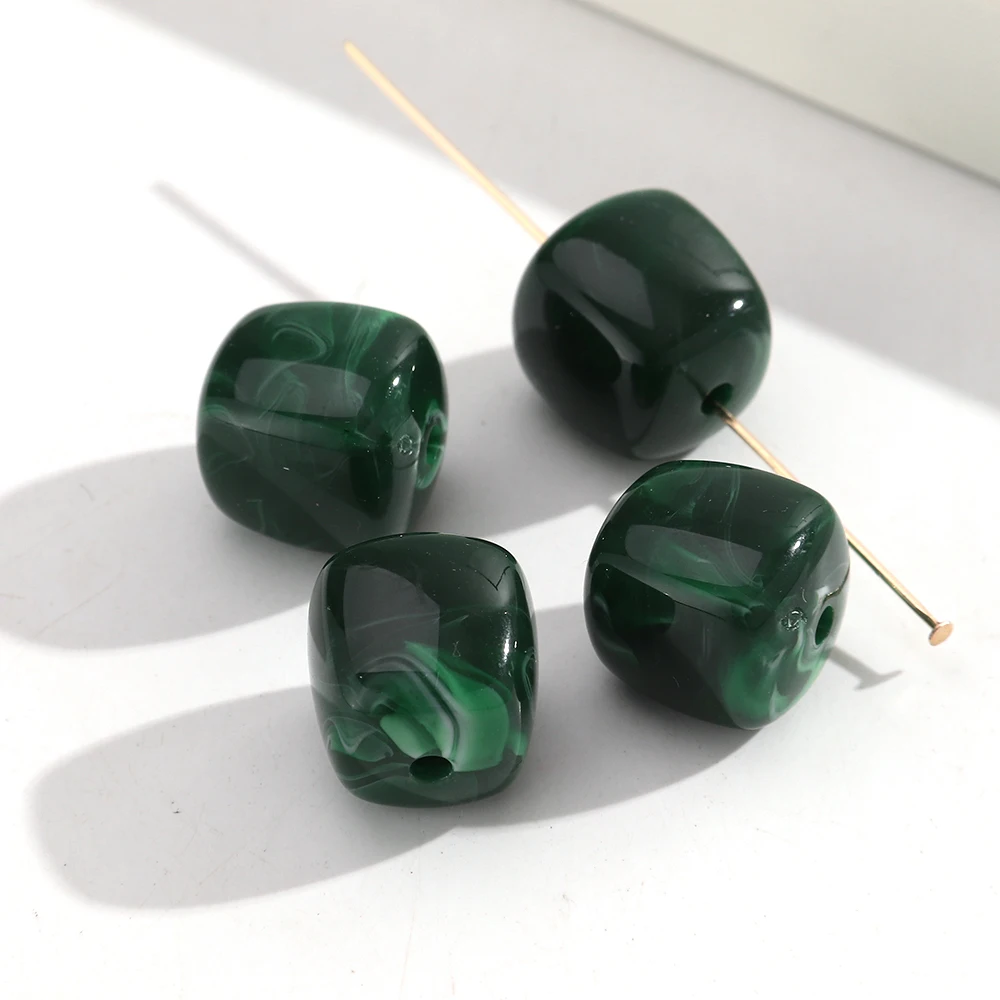 10 stks Marmer Kleur Acryl 16x17mm Vierkante Kubus Vorm Losse Spacer Kralen voor DIY Sieraden Armband Ketting Oorbellen Accessoires