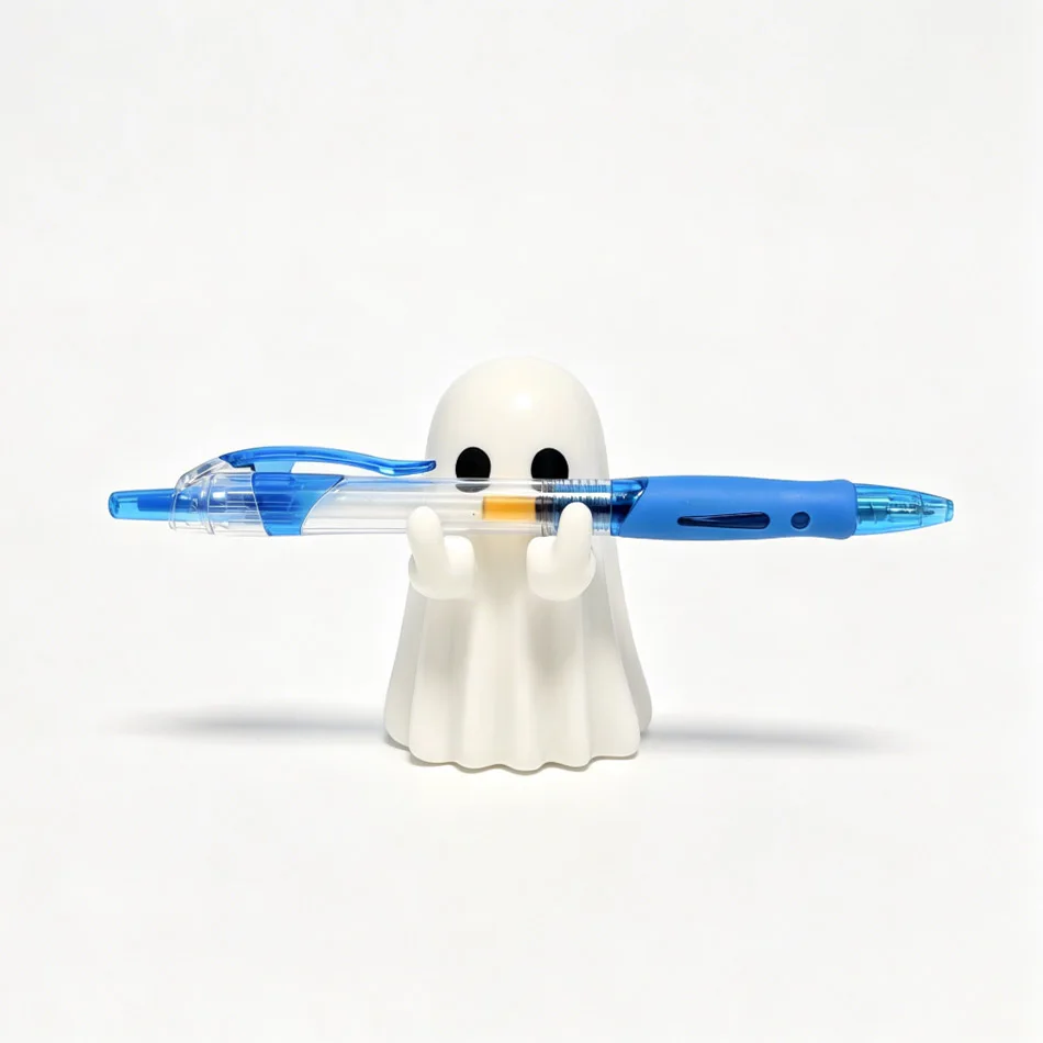 PVC Black & White Ghost Figurine, Halloween Decor Ornament, Cute Mini Ghost, Spooky Holiday Gift Toy 8cm view 6