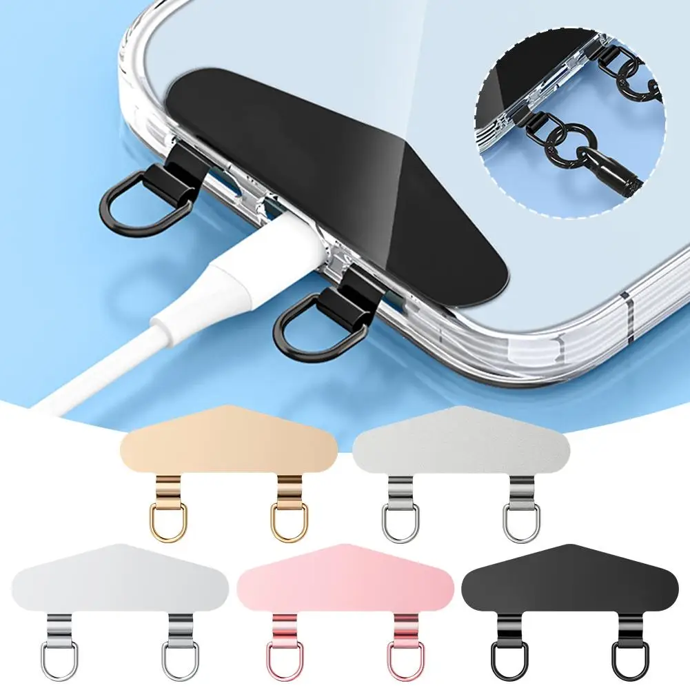 Universal Mobile Phone Lanyard Double Ear Metal Gasket Gasket Connect Pad Anti Stainless Loss Tether Strap Steel Clips K2N5