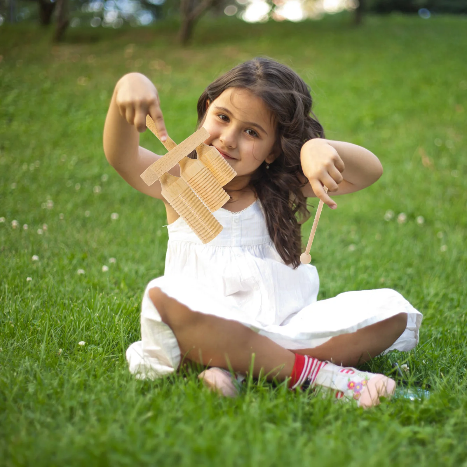 

1Set Wooden Guirom Musical Instrument Percussion Instrument Solid Construction Indoor Outdoor Childs Hand Eye Coordination