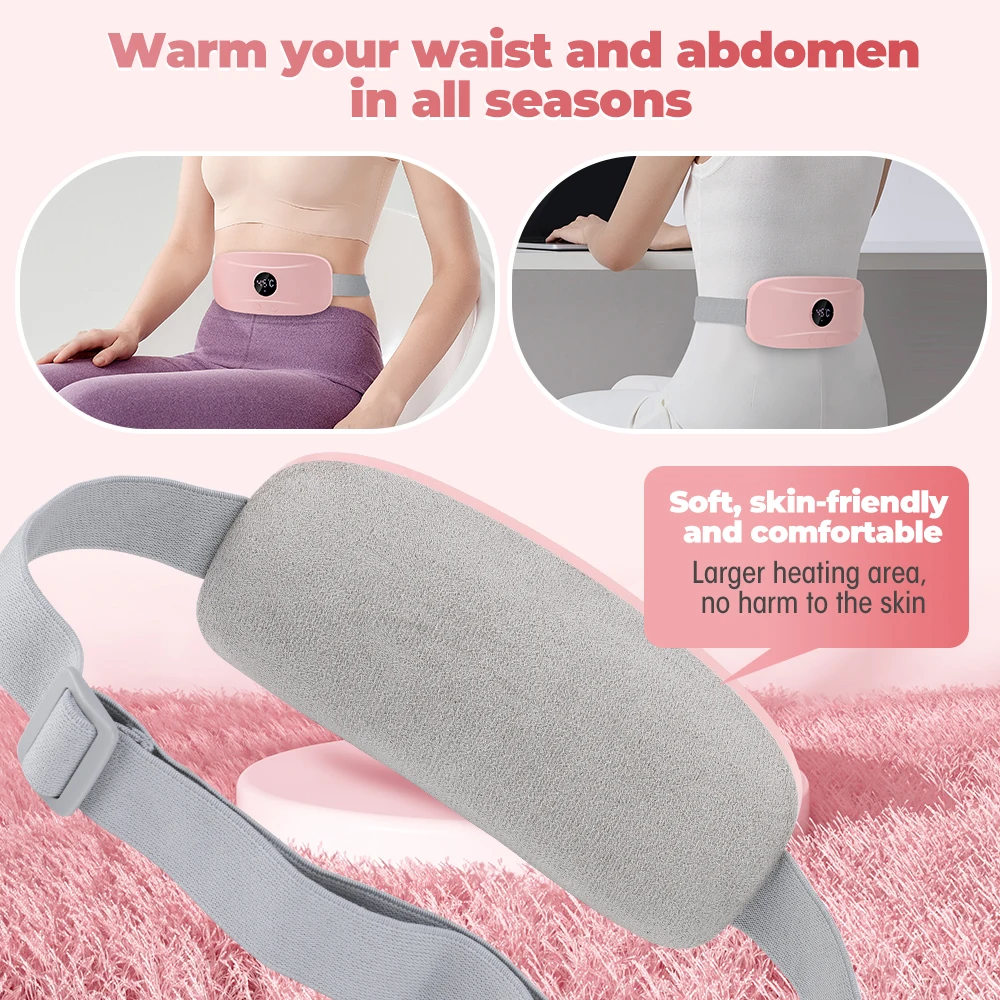 Electric Heating Pad Period Pain Relief Menstrual Heater Uterine Warm Belt Vibrating Waist Stomach Abdominal Massager Belt Mat