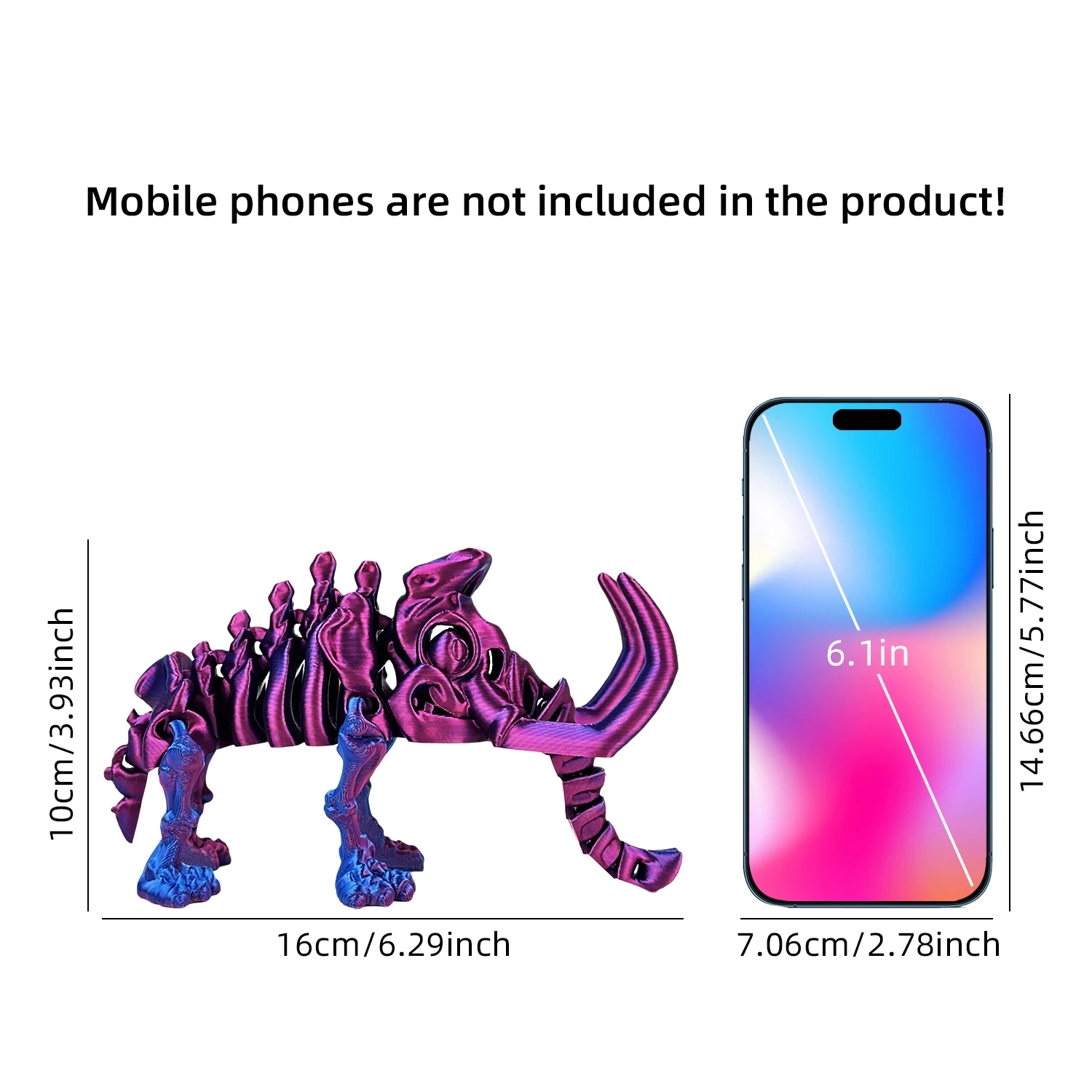 3D Printed Ornament Dinosaur Skeleton Mammoth Model Children's Toy Creative Birthday Gift