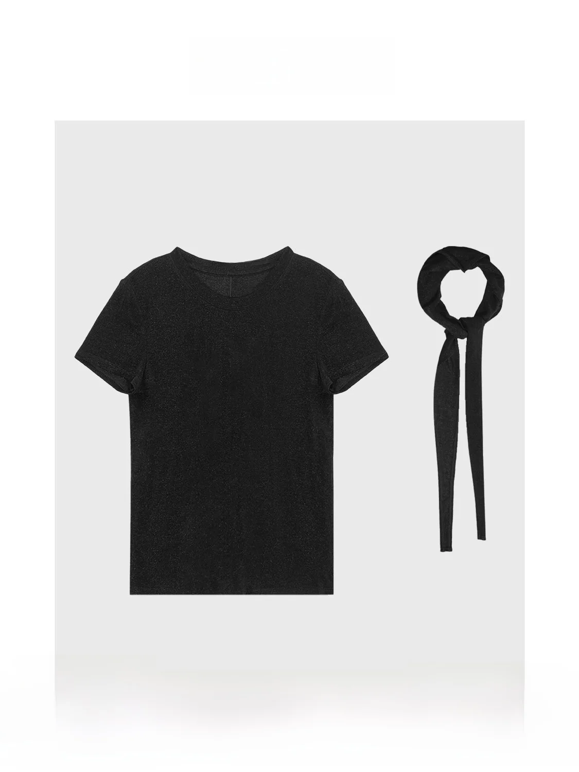 

Женская классическая футболка из ацетатного смесового трикотажа с круглым вырезом и шнурком для повседневной носки