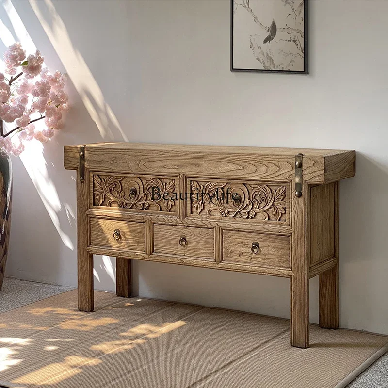 

ls 04 Old elm porch cabinet, new Chinese-style retro wall storage cabinet