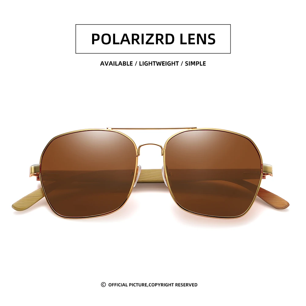 GM Fashion Retro Metallische Eckige Sonnenbrille für Damen und Herren Luxus Designer Marken Beliebte Fahrer-Sonnenbrille aus Bambus und Holz – Detail 1