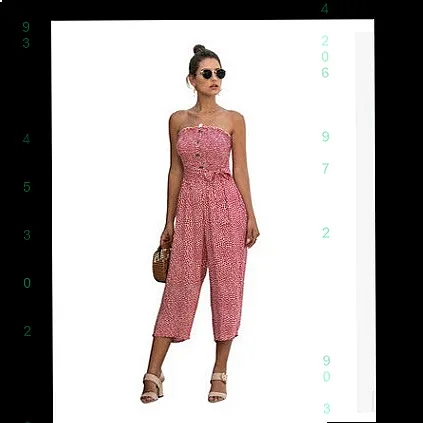 Women's Button Front Wrap Jumpsuit with Pockets Summer Print Casual Overall Playsuit