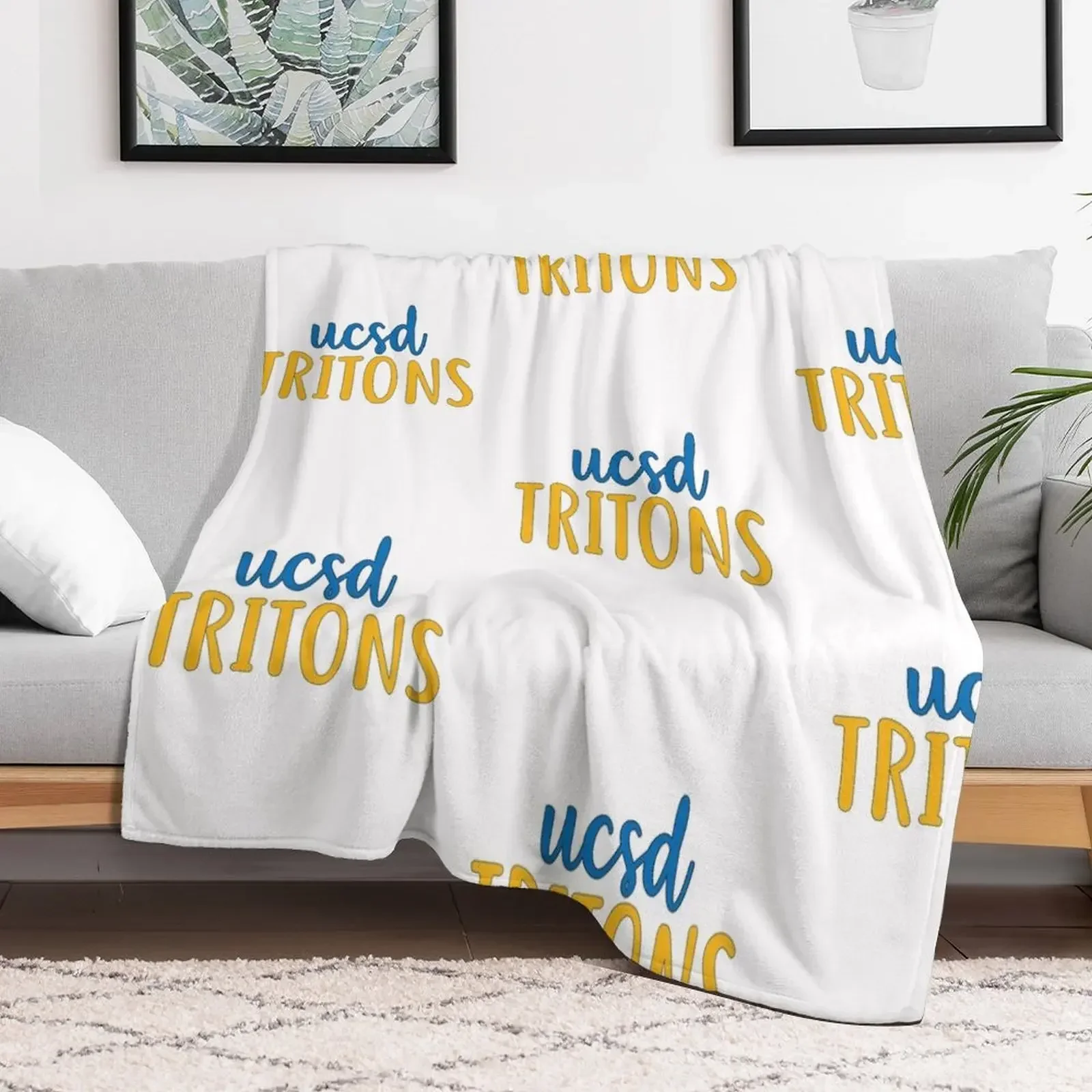 

UCSD Tritons Throw Blanket bed plaid wednesday Luxury Blankets