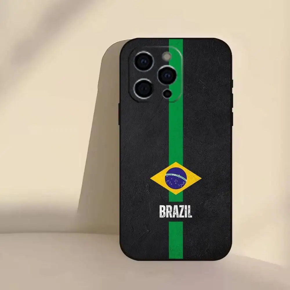 Funda de teléfono con papel tapiz de bandera de Brasil para iPhone 17,16,15,14,13,12,11 Plus,Pro,Max,XS, funda suave de silicona