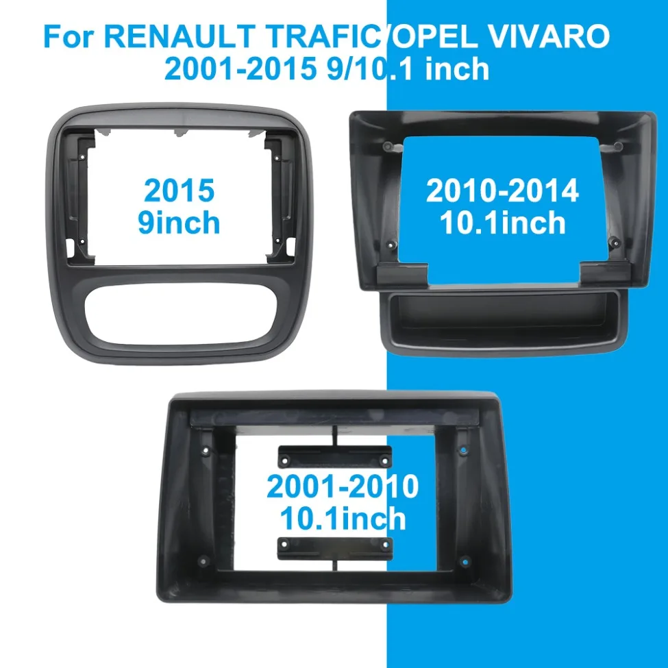 Marco embellecedor de radio para coche de 9/10.1 pulgadas 2DIN para RENAULT TRAFIC/OPEL VIVARO 2001-2018, kit de instalación de estéreo en el salpicadero