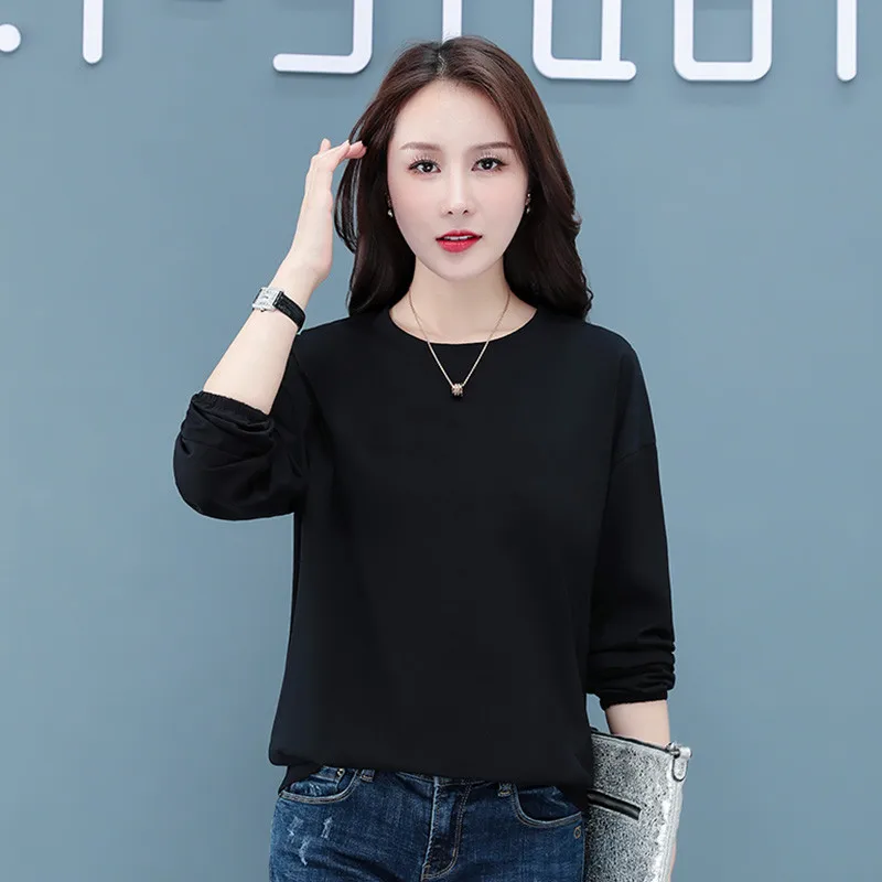 

Women'S Fashion Versatile Commuter Leisure Round Neck T-Shirt New Female Spring And Autumn Loose Korean Trendy Sports Top