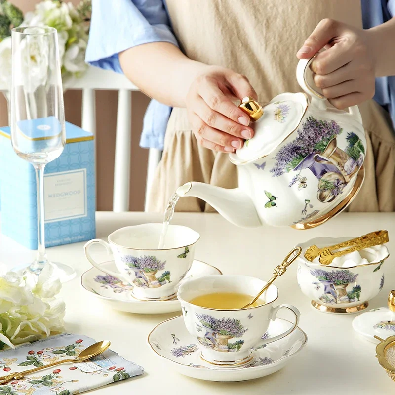 Imagem -02 - Chá de Lavanda com Bandeja de Placa de Frutas Bone China Coffeeware Pires de Chá Frasco de Leite Tigela de Açúcar Cafeteira Decoração do Bolo Cozinha