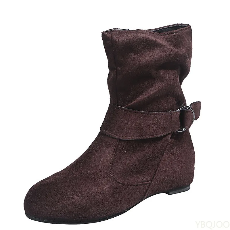 Botas femininas para outono inverno simples e confortáveis de salto baixo com zíper lateral versátil para uso casual diário botas curtas femininas