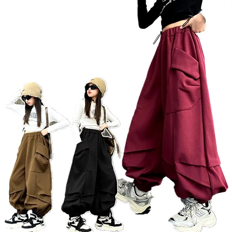 

New Popular Loose Hip-hop Pants For Girl Kids Fashion High Street Wear Pants Child Stylish Harem Trousers Streewear For Teenager