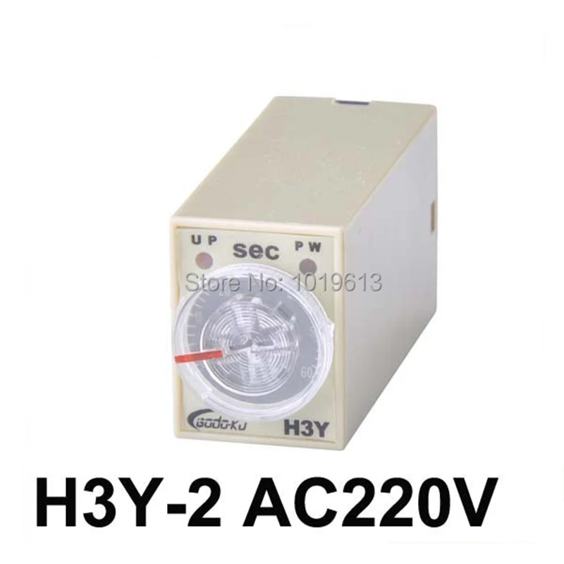 10pc/ lot AC 220V mini time relay Delay Time Relay 0~ 60 Second Timer H3Y-2