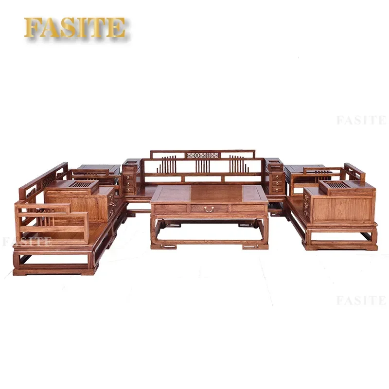 For Mahogany Rosewood Living Room Sofa Chinese Solid Wood Modern Simple Sofa Chair Combination Durable Elegant Home Furniture