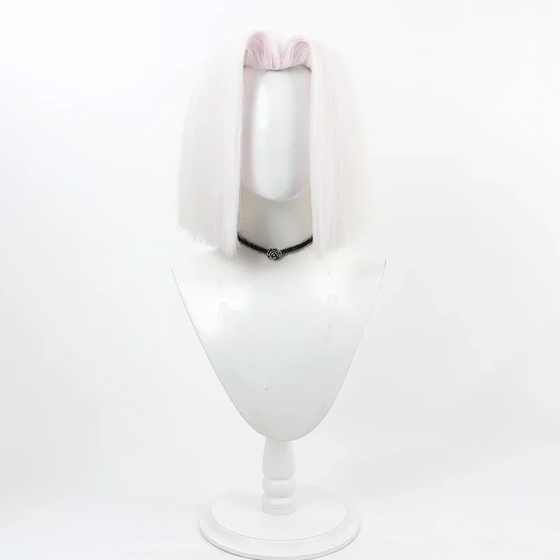 Game Hazbin Lute Cosplay Anime Hotel Lute Cosplay Pruik Kort Wit Hittebestendig Synthetisch Haar Halloween Pruiken