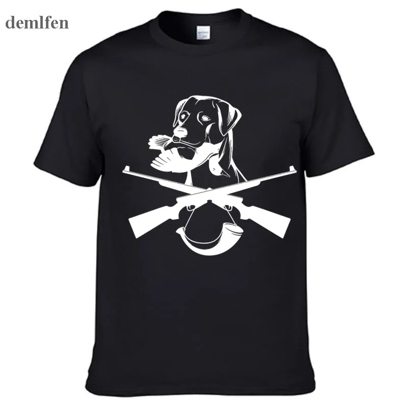 Hunt Dog Hunter Guns Print T-shirt Oversized Unisex Streetwear Tshirt Men\'s Clothing Casual Cotton Tops Tees Fitness T Shirt