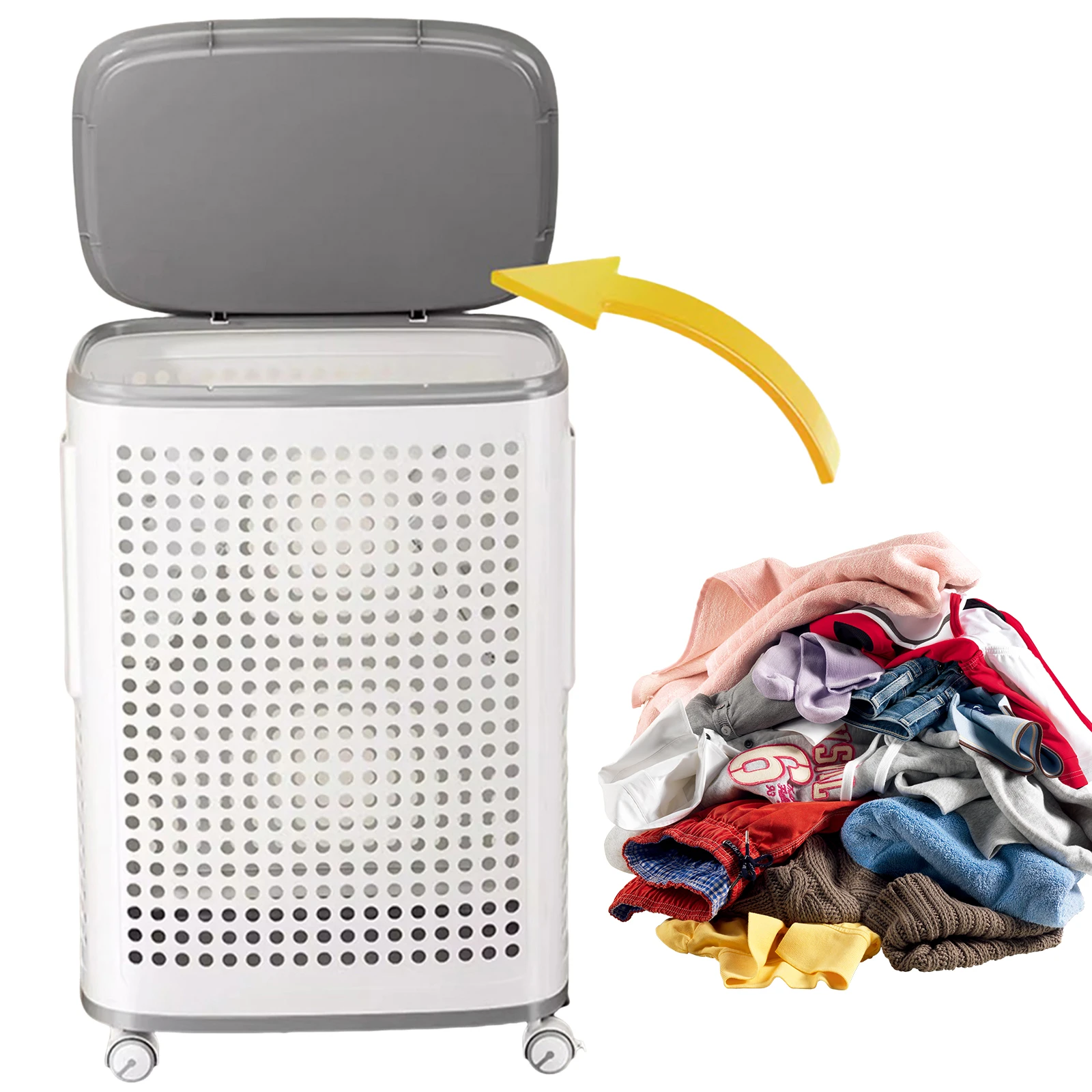 

Корзина для белья с колесиками и отверстиями для вентиляции (большая флагманская модель)