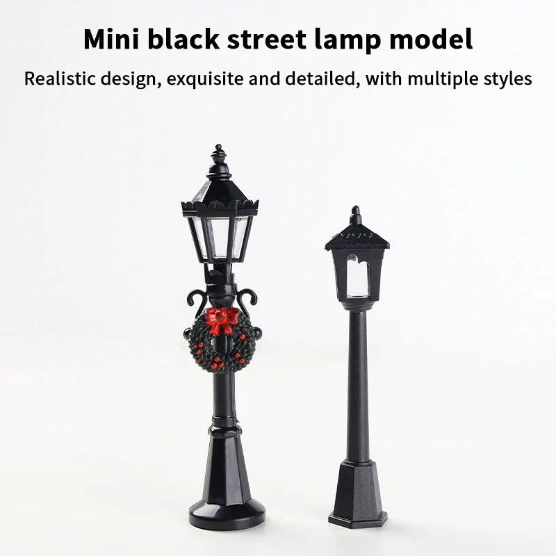 1/2 قطعة دمية ضوء الشارع الصغير نموذج محاكاة إكليل عيد الميلاد مصباح الشارع المشهد الصغير مصباح الشارع الصغير ديكور لعبة طفل #1