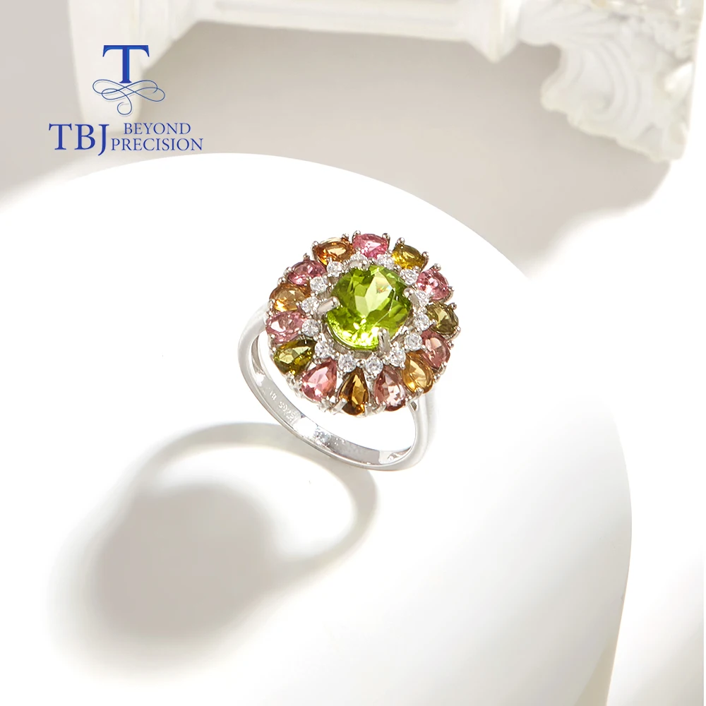 

Classic Peridot Tourmaline Ring real colorful gemstone 925 sterling silver elegant fine jewelry for women nice gift TBJ 2024