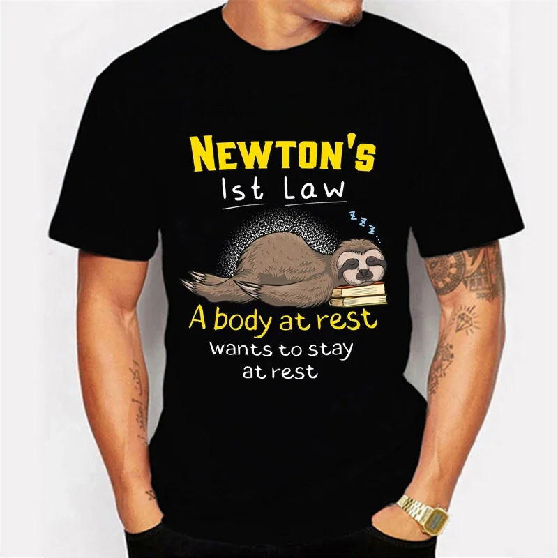 

Мужская футболка с принтом забавной физики, шутки, ленивца, одежда с принтом, черные футболки, летняя уличная одежда, мужские хлопковые футболки унисекс Homme