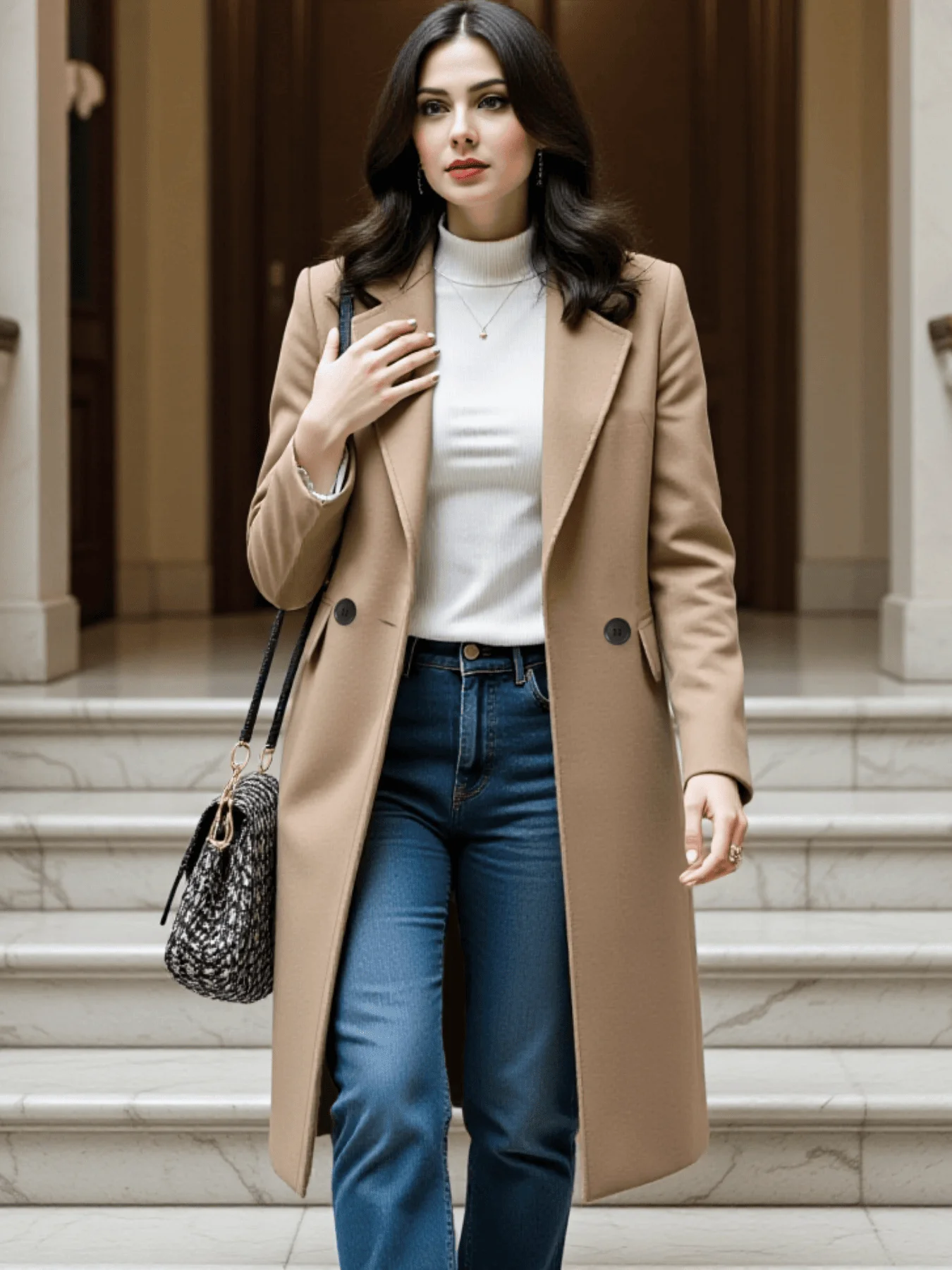 

Популярный женский плащ, утепленная верхняя одежда, зимнее шерстяное пальто, теплое двубортное шерстяное пальто с модным шерстяным пальто