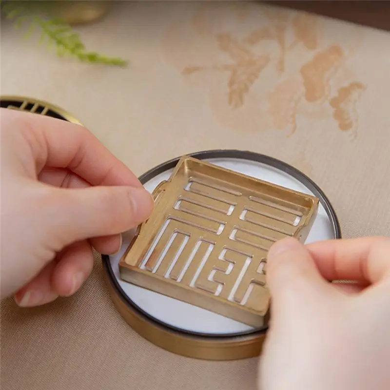 AC88-Incense Stamp Tool Square Double Ear Incense Stamp Model Incense Burner Tea Room Office Temple Ornaments