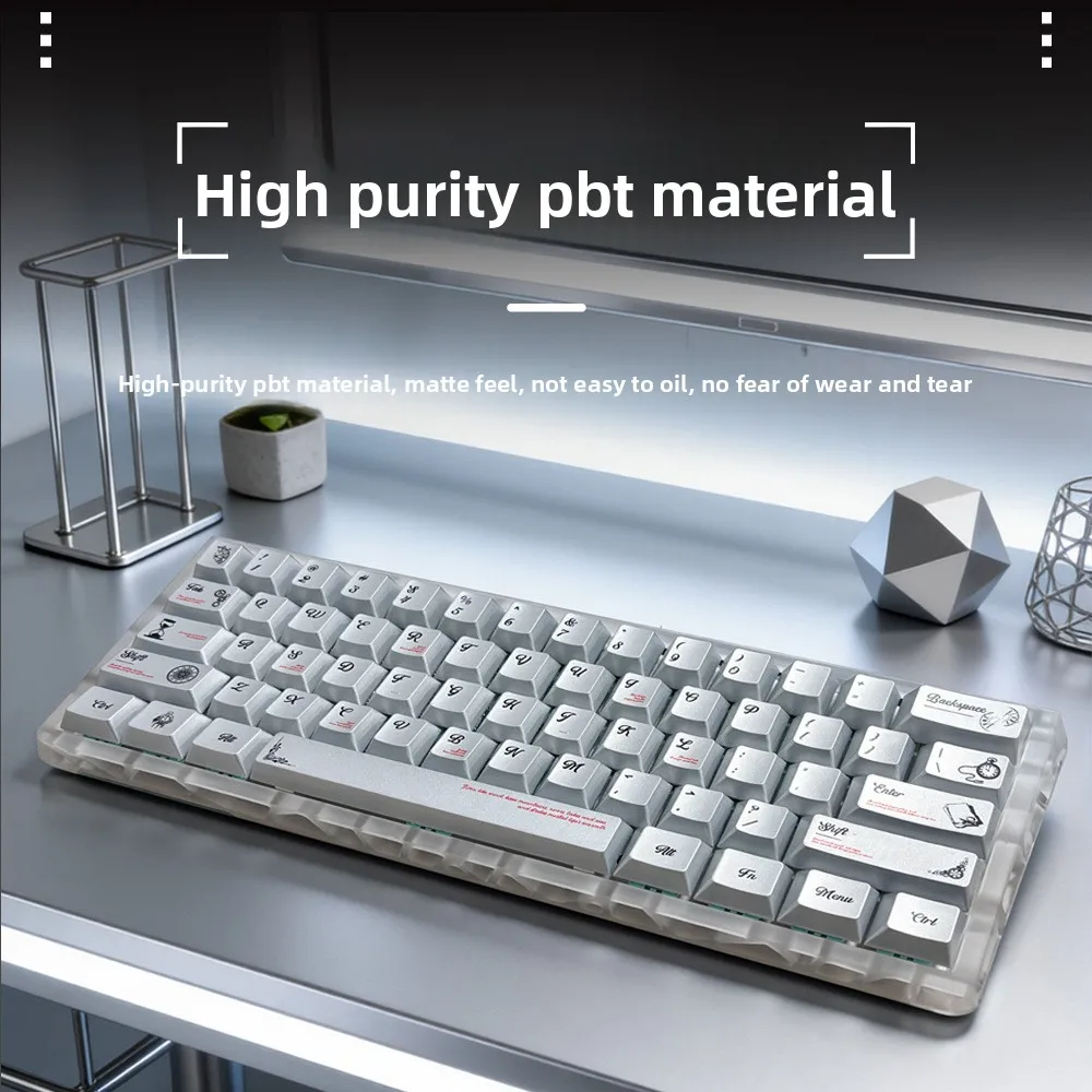 Time Style Metallic Paint OEM Profile PBT Keycaps for Mechanical Keyboard 61/68/87/104 Keys
