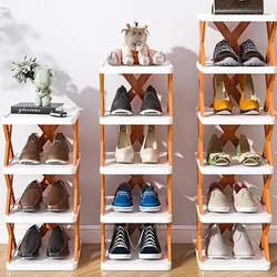 Simple Shoe Rack Folding Shoe Cabinet Multi-layer Shoes Storage Organizer Space-Saving Shoes Shelf Door Color Matching Cabinets