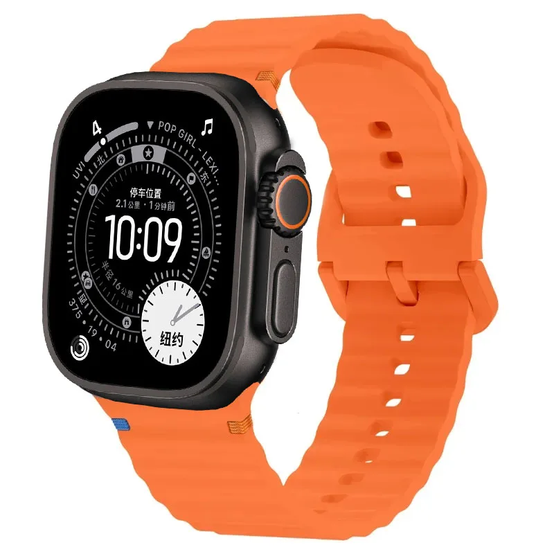 موجة مخيط سيليكون حزام ل أبل ساعة 11 10 46/42 مللي متر الترا 3/2 49 مللي متر معصمه iWatch 9 8 7 6 5 SE 45 مللي متر 41 مللي متر 44 مللي متر 40 مللي متر الفرقة #2