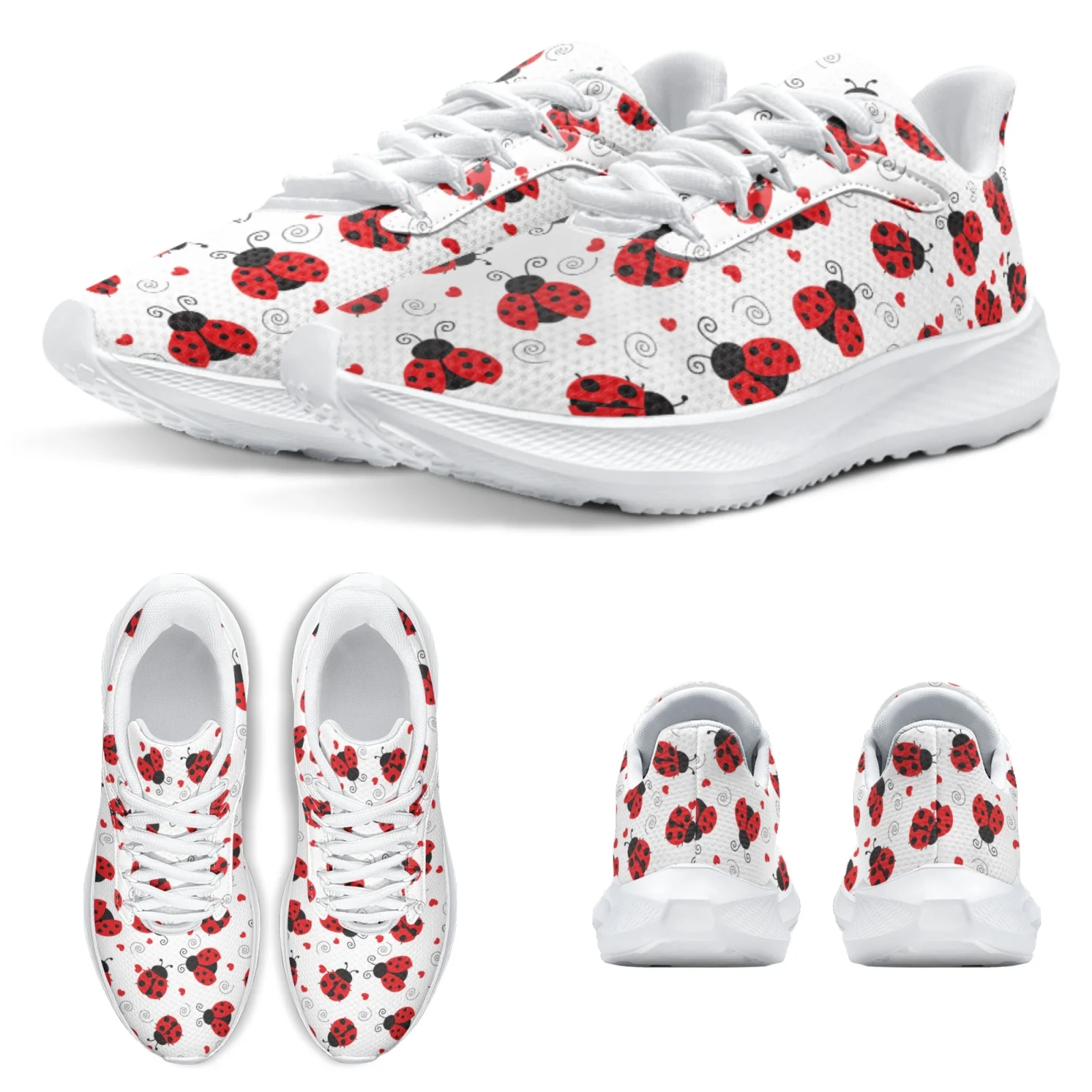 INSTANTARTS Running Shoes For Women Cute Cartoon Seven-star Ladybug Comfortable Shock-resistant Fitness Sneakers Tennis Shoes