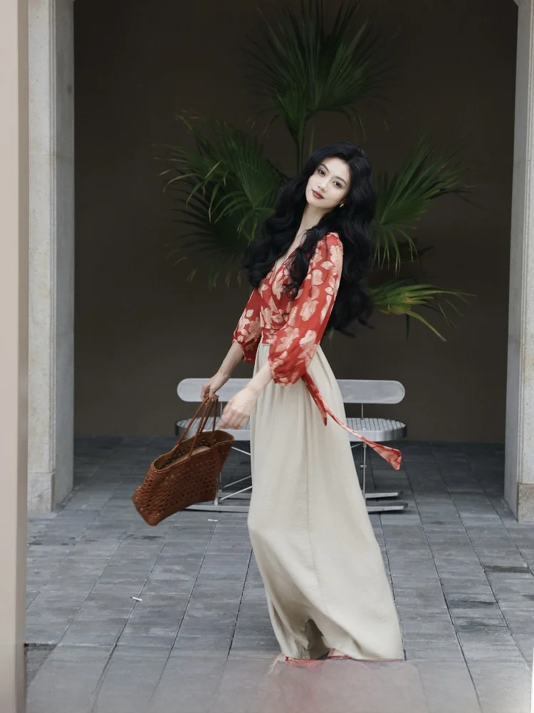 

Taiyang Office High Waist Draped Wide Leg Pants Skirt Pants Women Summer Loose Commute Casual Long Pants Ele Sle