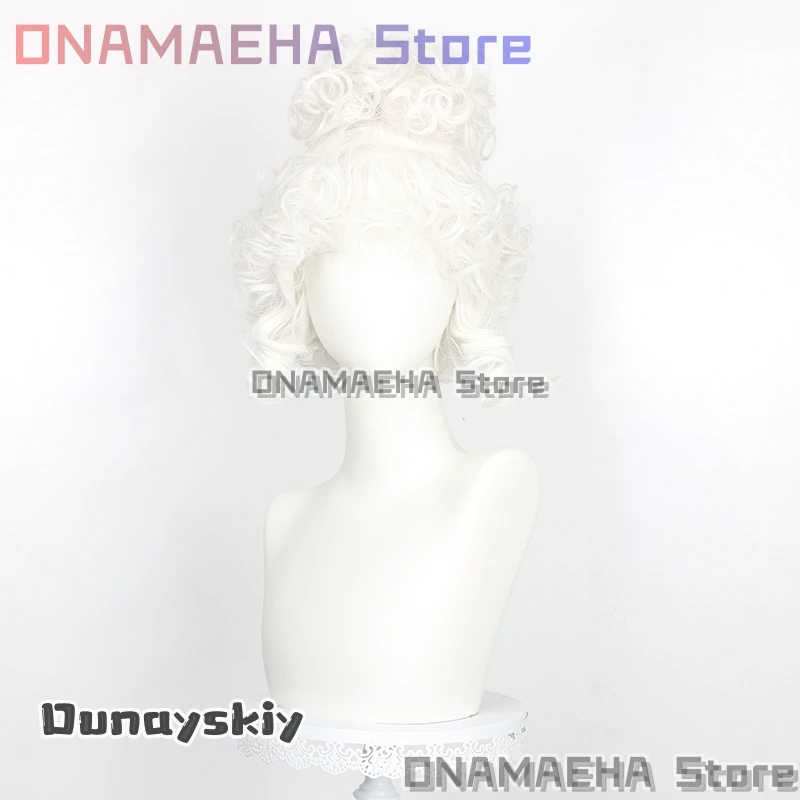 ONAMAEHA @ أنيمي الأغنام نائب مايور تأثيري حلي أبيض/فضي طويل مجعد الشعر شعر مستعار اصطناعي الحيوان 2 شخصية لعب الأدوار شعر مستعار